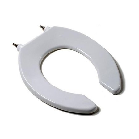 PLUMBING TECHNOLOGIES Plumbing Technologies 4F1R3C-00 Commercial Quality Round Toilet Seat with Stainless Steel Hinges Post & Check Hinges; White 4F1R3C-00